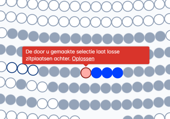 Voorbeeld van waarschuwing bij geïsoleerde stoelen